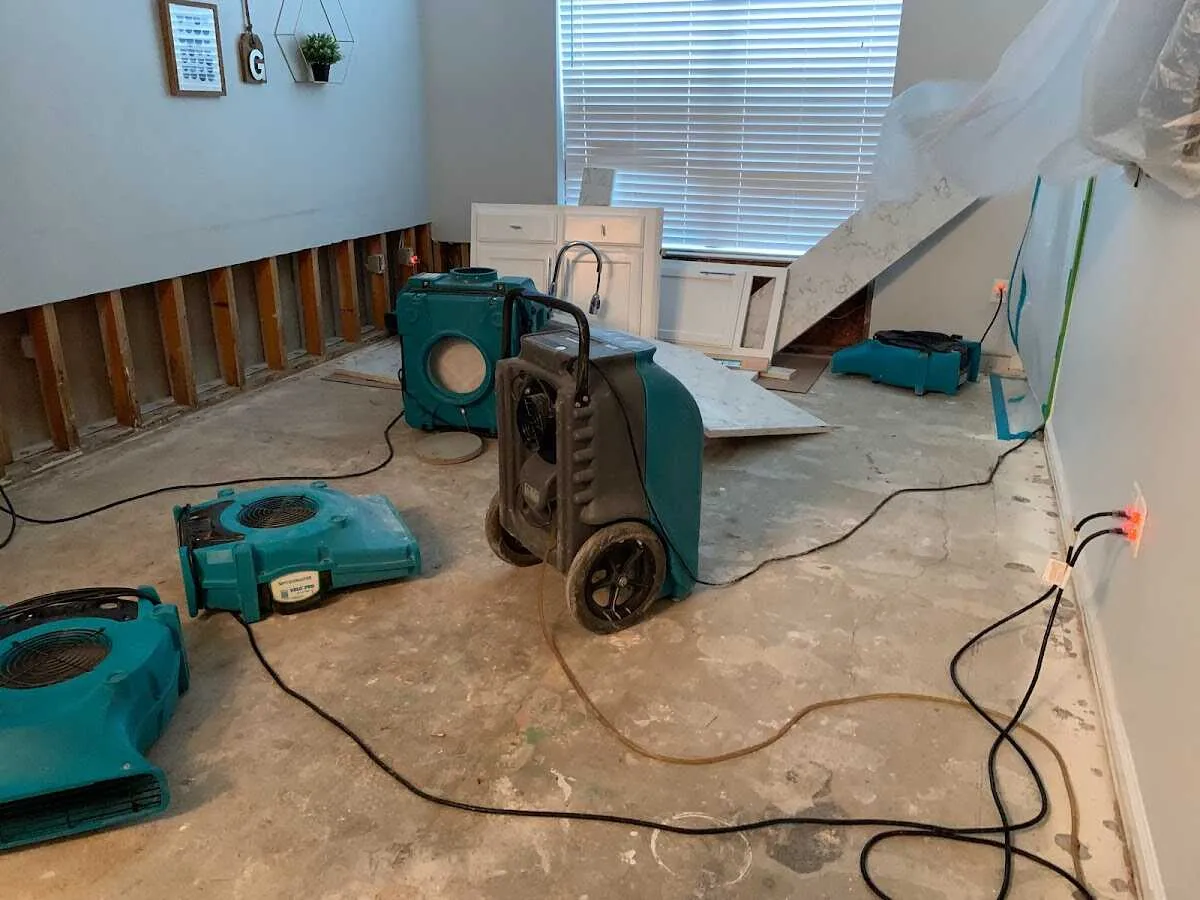Dehumidifier in flood-cut room for Water Damage Restoration in Tonawanda